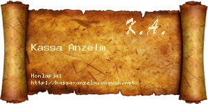 Kassa Anzelm névjegykártya